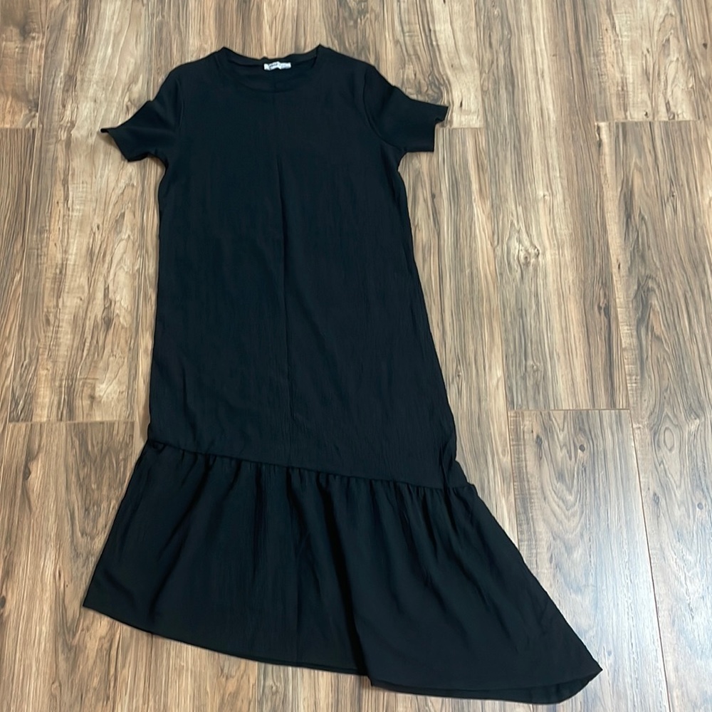 Zara midi creped asymmetrical dress